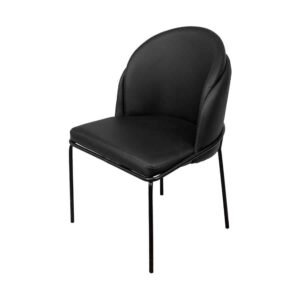 CADEIRA DENALI  ESPUMA  REVESTIDA EM PU PRETA E BASE EM AÇO  PINTADO
