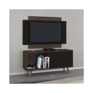 Rack Com Painel Para Tv Até 50 Polegadas 119Cm Com 1 Porta 1 Nicho Málaga - Atualle Móveis - Café Rústico