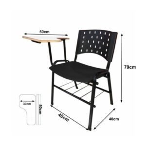 Cadeira Escolar Universitária Plástica – Plástico Preto (Polipropileno)