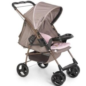 Carrinho De Bebê Milano Reversível Ii Capuccino/Rosa 1016 Galzerano