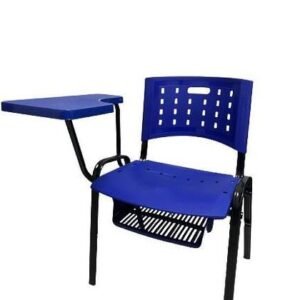 Cadeira Universitária Com Prancheta - Porta Livro E Assento Em Polipropileno Azul
