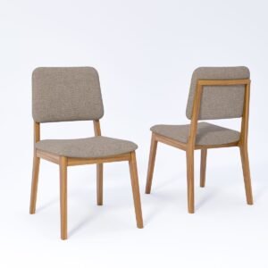 Cadeira jantar Amarilis Madeira/Linho Bege