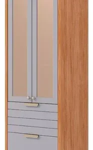 PANELEIRO CRISTALEIRA ELOISE 70CM 1 BASCULANTE 1 GAV C/PTA REFLECTA - CINAMOMO/PLATINA