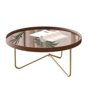 Mesa Centro Alamanda Castanho Pe Dourado