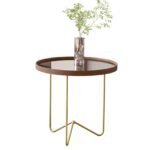 Mesa Lateral Alamanda Castanho Pe Dourado
