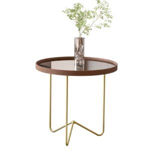 Mesa Lateral Alamanda Castanho Pe Dourado