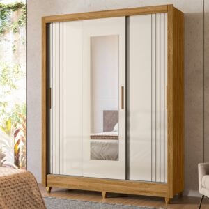 Guarda Roupa 3p Correr Bolivia Moval Freijó Off White c/ Espelho