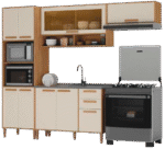 Cozinha Munique c/tampo Canelato/Nat Off 5 peças