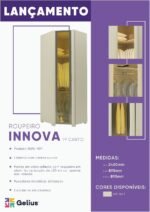 Roupeiro Innova Reflecta 1P De Canto C/Led C/Espelho Off White Gelius