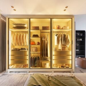 l ROUPEIRO PLATINIUM 3 PORTAS DE CORRER  C/VIDRO REF.E LED NTI