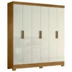 Guarda Roupa 6 Portas 2 Gavetas Moval Valença Freijo/Off White
