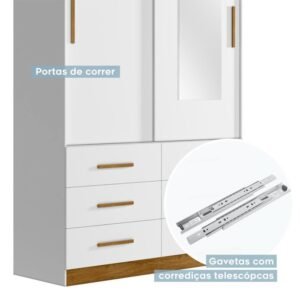 Roupeiro Texas 2 P C/Espelho Bco /Ype