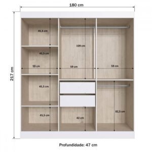 Guarda-roupa Casal New York 6 Portas 2 Gavetas Castanho/nude