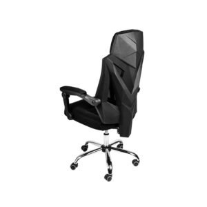 Cadeira Gamer Falcon Em Tela Preta Base Cromada Rodízio