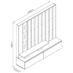 Estante Home Theater Com Espelho E Led Para Tv 65" 2 Gavetas Zeus Calacata/Off White - Madetec