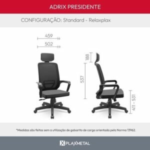 Cadeira De Escritório Presidente Adrix C/ Apoio De Cabeça