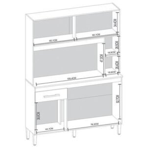 Armario Cozinha Ceara com 5 Portas - Atualle Móveis Canelato+3D Canelato/Off White