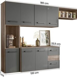 Cozinha Juliete Sus- Carv. Rustico/Chumbo Pta Fecha