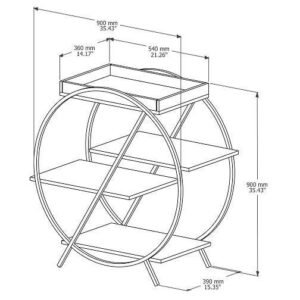 Bar Adega Luxo 3 Prateleiras Pérola/Dourado Jb
