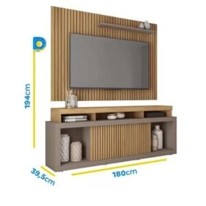 Rack Com Painel Aegon Caemmun Buriti/Fendi