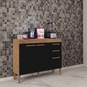 Balcão Modena Atualle - Canelato Preto Fosco