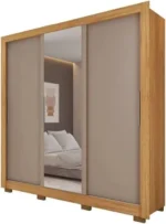 Guarda Roupa Solteiro Com 2 Portas, Espelho, 3 Gavetas, /Fendi - Ville - Novo Horizonte