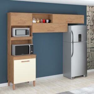 Cozinha Benfica 6 Portas E 3 Gavetas Canelato Rustico Natura Off White