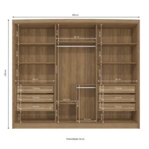 Roupeiro 6 Portas 6 Gavetas Com Pés Nogueira/ Macadamia