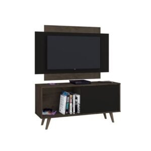 Rack Com Painel Para Tv Até 50 Polegadas 119Cm Com 1 Porta 1 Nicho Málaga - Atualle Móveis - Café Rústico