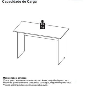 Mesa Escritório 1,70×0,70M – Sem Gavetas – Wordstar – Nogal Málaga/Preto 40 MM