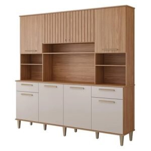 Kit Cozinha Compacta Lívia 8PT 2GV 200Cm Freijo/Off White