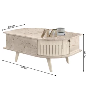 Mesa De Centro Indianapolis Com 2 Portas Cor Calacata Off White - Madetec