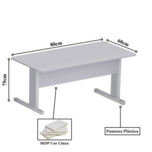 Mesa Escritório light 15mm cinza/cinza 0,80×0,60x0,74
