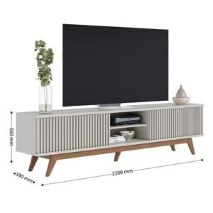 Rack Bancada Fortaleza Off White Matte Para Tv Até 75” - Colibri Off White Matte