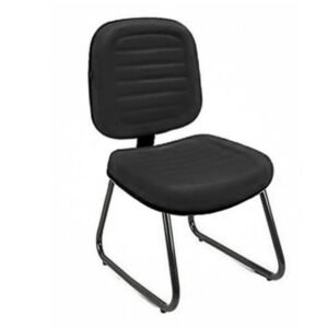 Cadeira Diretora Costurada e Base Trapézio - Courino Preto