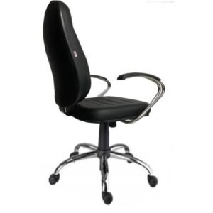 Cadeira Presidente Baixa Costurada C/ Braço Elipty e Base Celta Cromo - Courino Preto