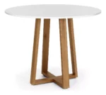 Mesa de jantar Perola C/ Vidro Imbuia/Branco - 1030x1030 mm