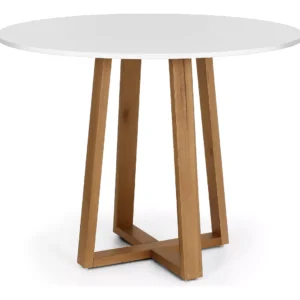 Mesa de jantar Perola C/ Vidro Imbuia/Branco - 1030x1030 mm