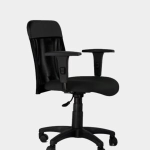 Cadeira Executiva Sun Tela C/ Braço Digitador e Base Giratória - Courino Preto