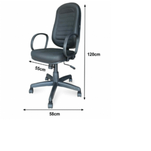 Cadeira Presidente Baixa Costurada – Braço Corsa – Cor Preta – Martiflex