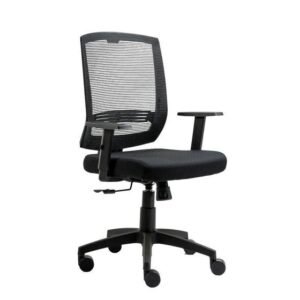 Cadeira Giratória New Opus PR Base Nylon/Relax/Bco Six/RD PP Assento Laminado courino preto