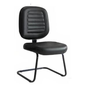Cadeira Diretora Costurada e Base em S - Courino Preto